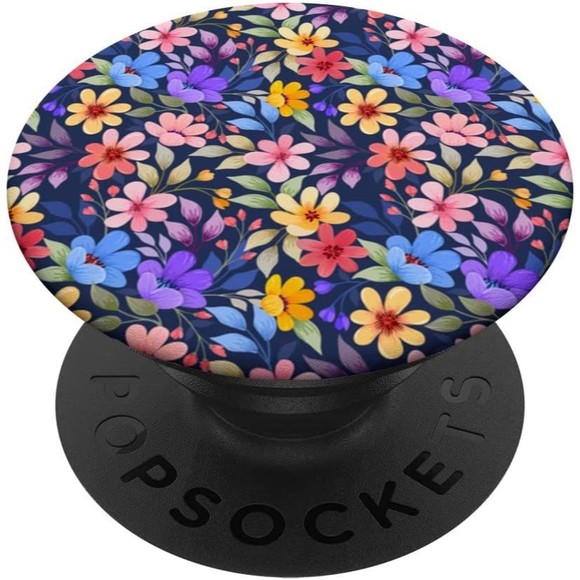 PopSockets Colorful Flowers Seamless Pattern Cute Tropical Art Swappable PopGrip - Picture 1 of 7